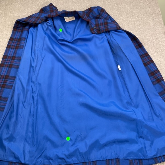 Albert Nipon Coat Women 8 Blue Red Tartan Plaid Long Wool 80s Statement - Picture 5 of 16